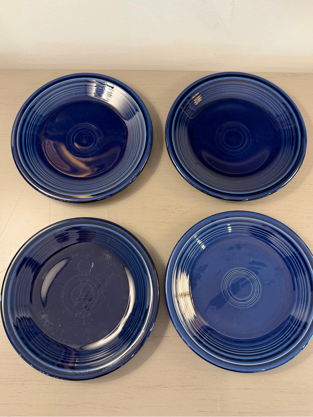 Homer Laughlin Fiestaware Cobalt Blue Salad/Dessert Plates 7.25" Set Of 4 Retro